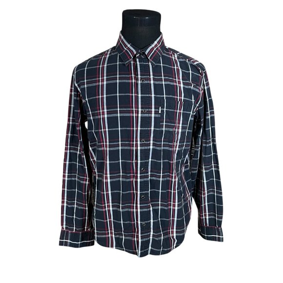 Levi's Men's Modern Black Plaid Long Sleeve Pearl Snap Button Front Shirt Large - Picture 2 of 9